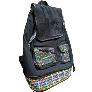 Little Mismatched Black/Multi-color Expandable backpack EUC
